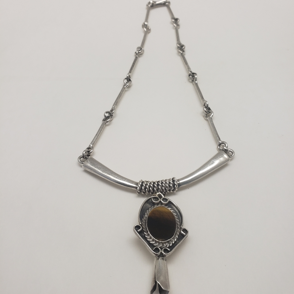 Antique Sterling Silver Tiger Eye Native American